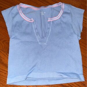 Urban Outfitters Blue and Pink Ribbed Top